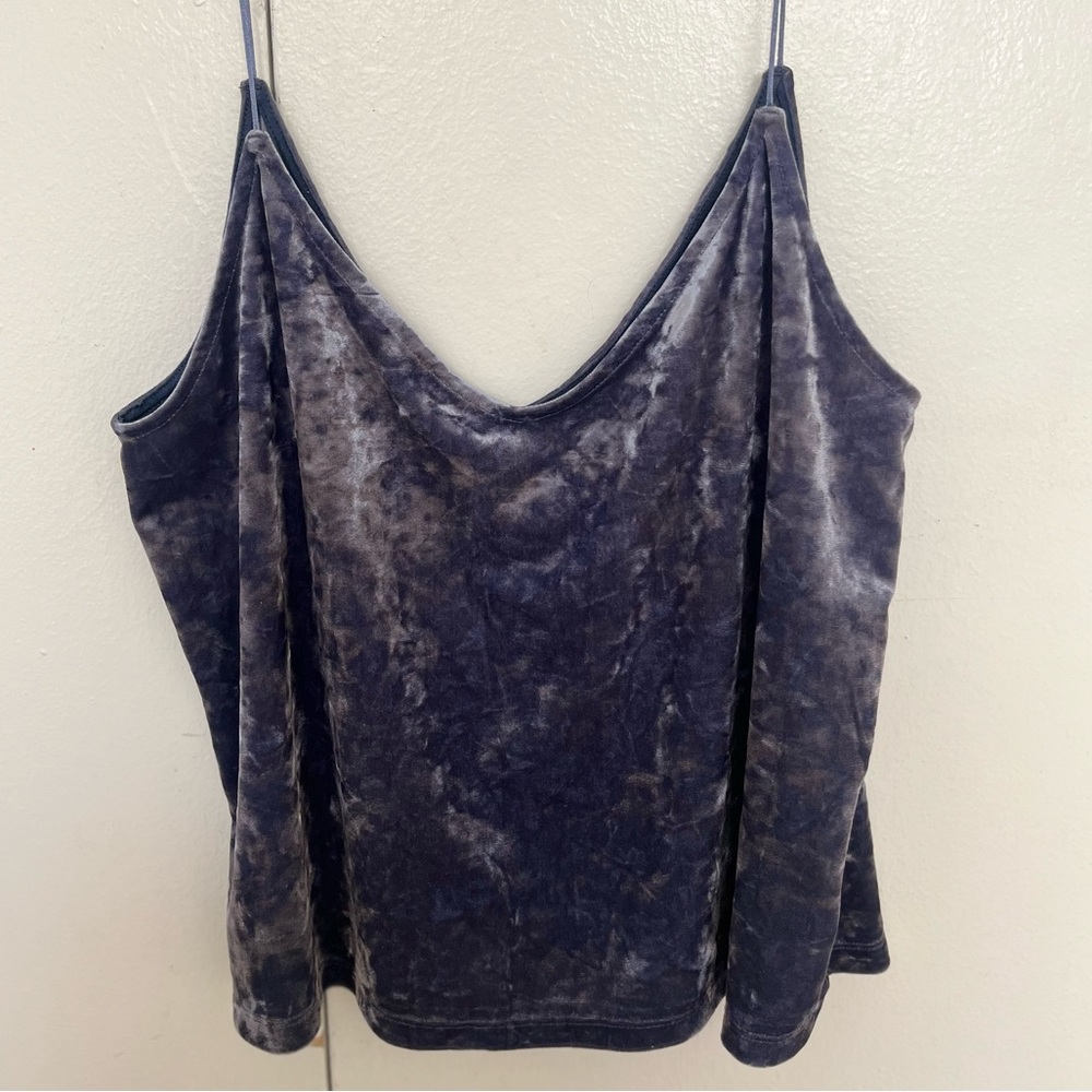 H&M Divided Blue Crushed Velvet Cropped Mini Tank Top with Cami Straps - Size M